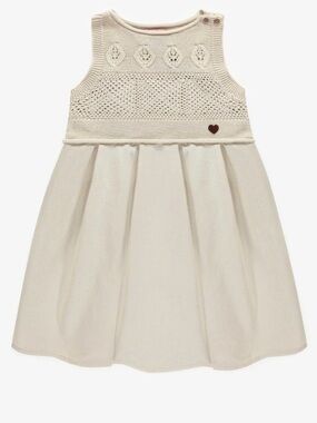 Souris Mini Cotton Linen Crochet Knit Boho Summer Dress 2T 3T Neutral Worn Once